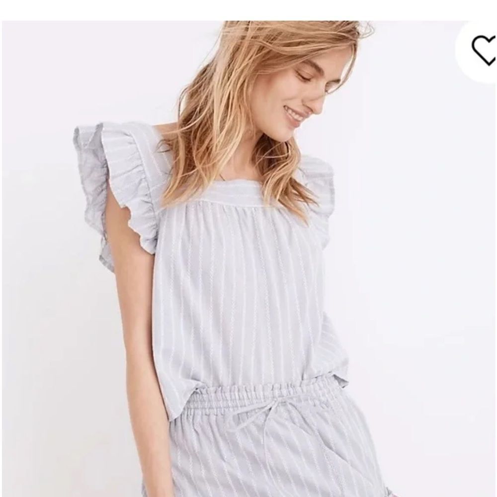 Madewell | Striped Flutter Sleeve Cross Back Top | S